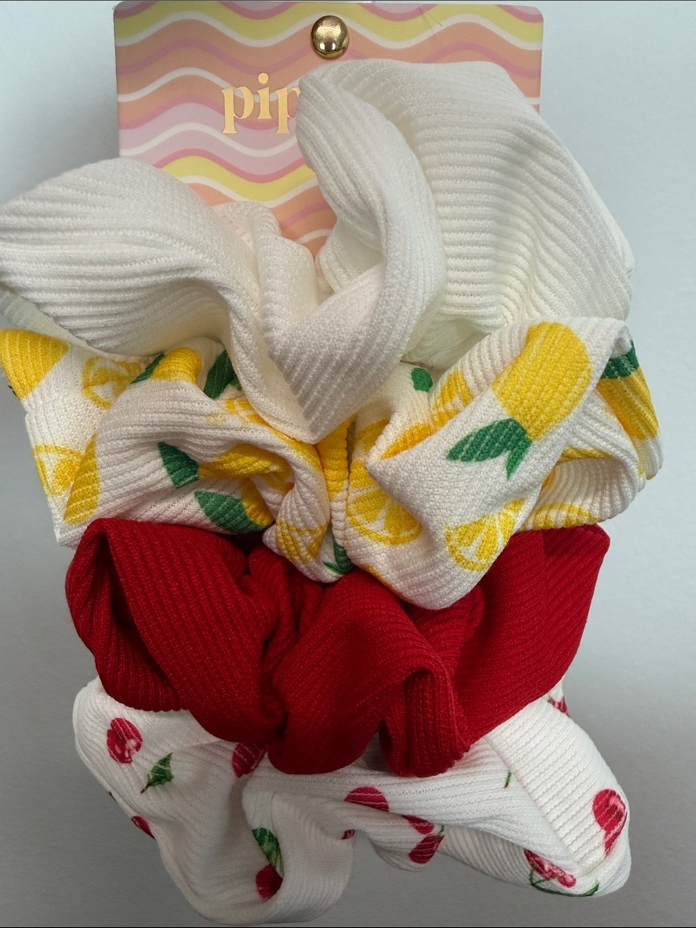 Piper K | Extra Large Summer Fun Cherry & Lemon Hair Scrunchie Set 🍒🍋